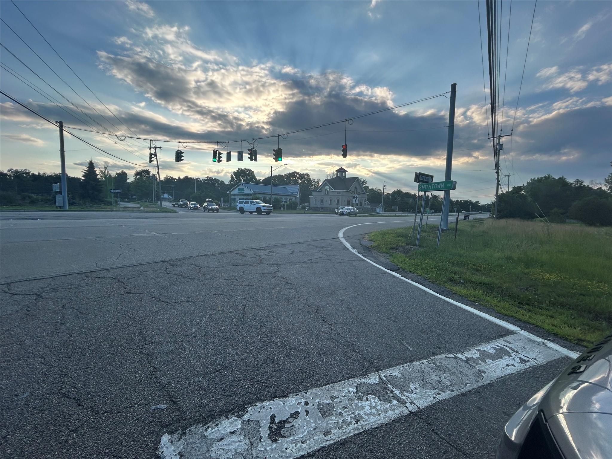 View of Route 9 with traffic light.