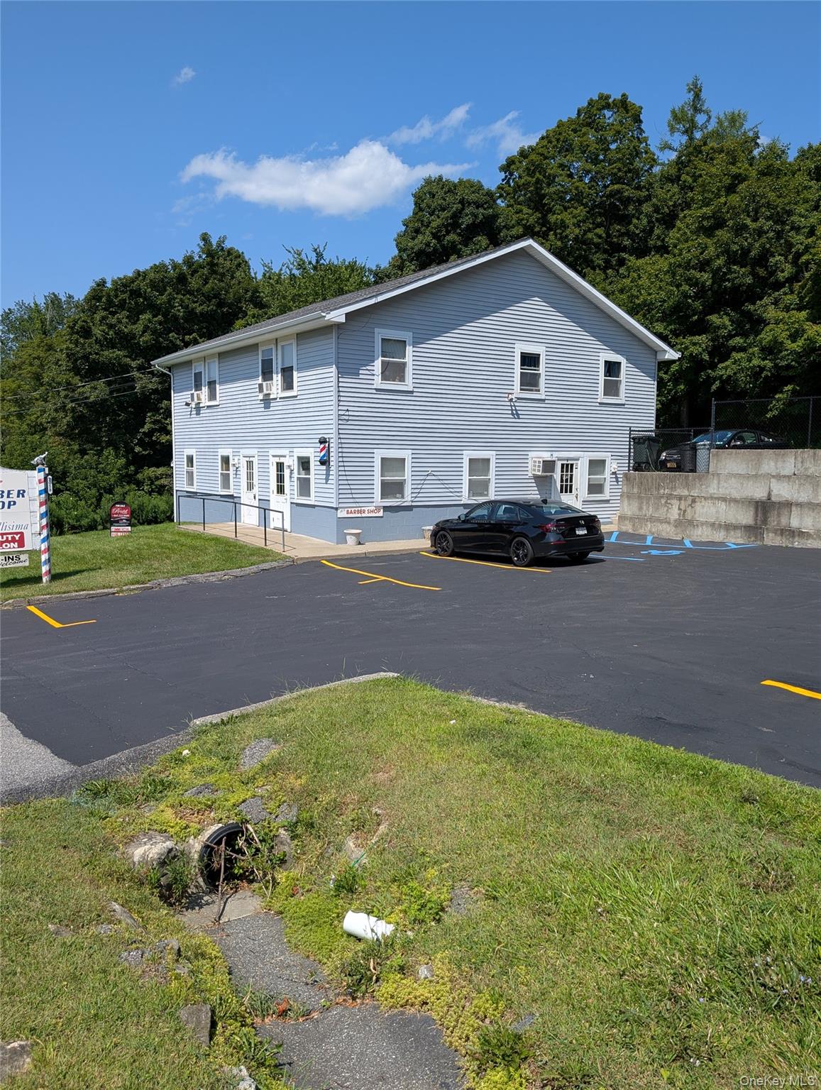 View from Route 22 with newly paved and designated parking