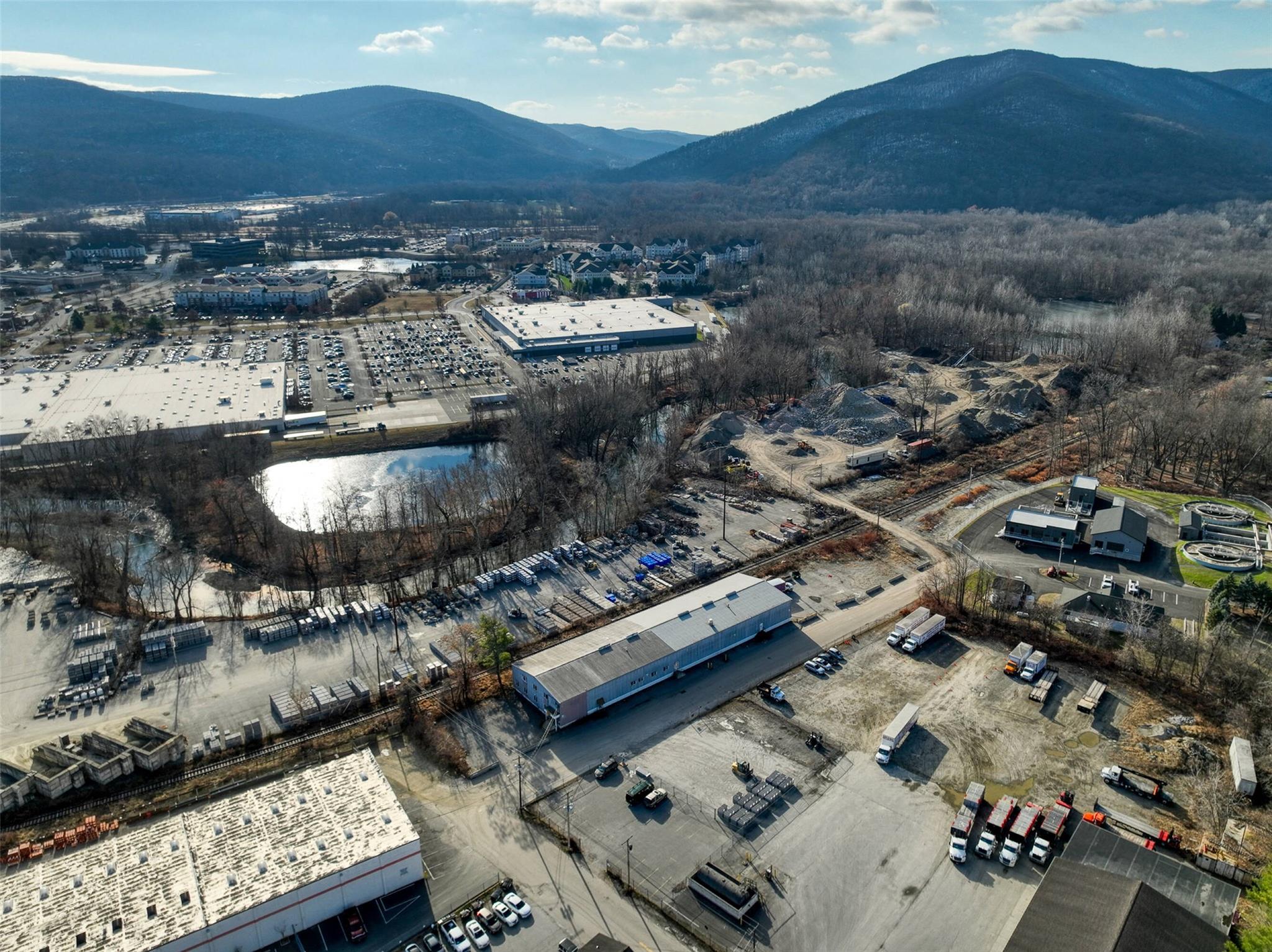Aerial view featuring a mountain view