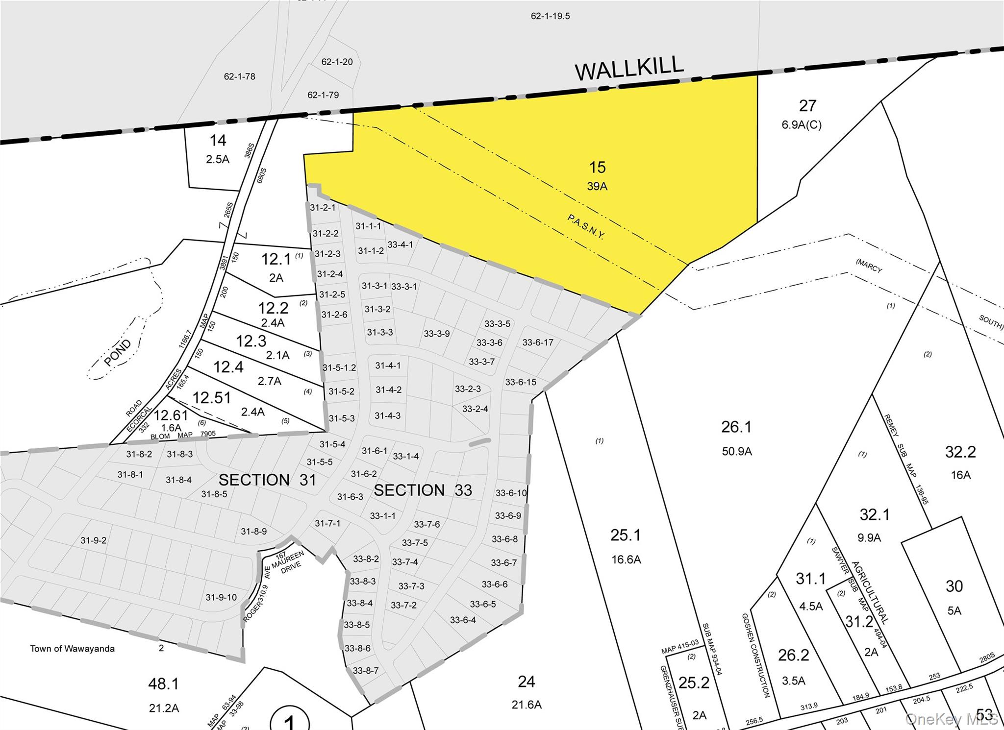 Tax map highlighted in yellow