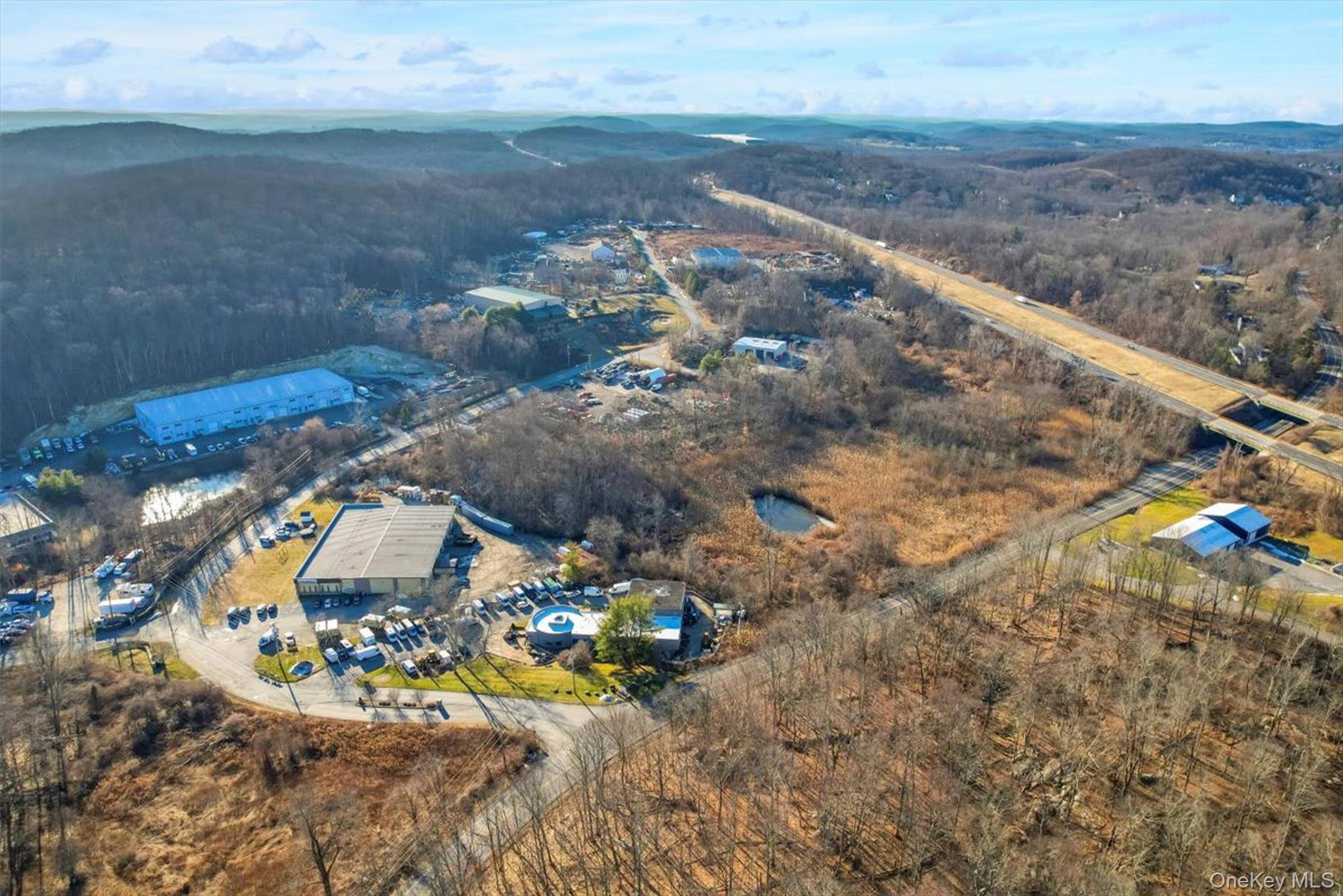 Drone / aerial view with a mountain view