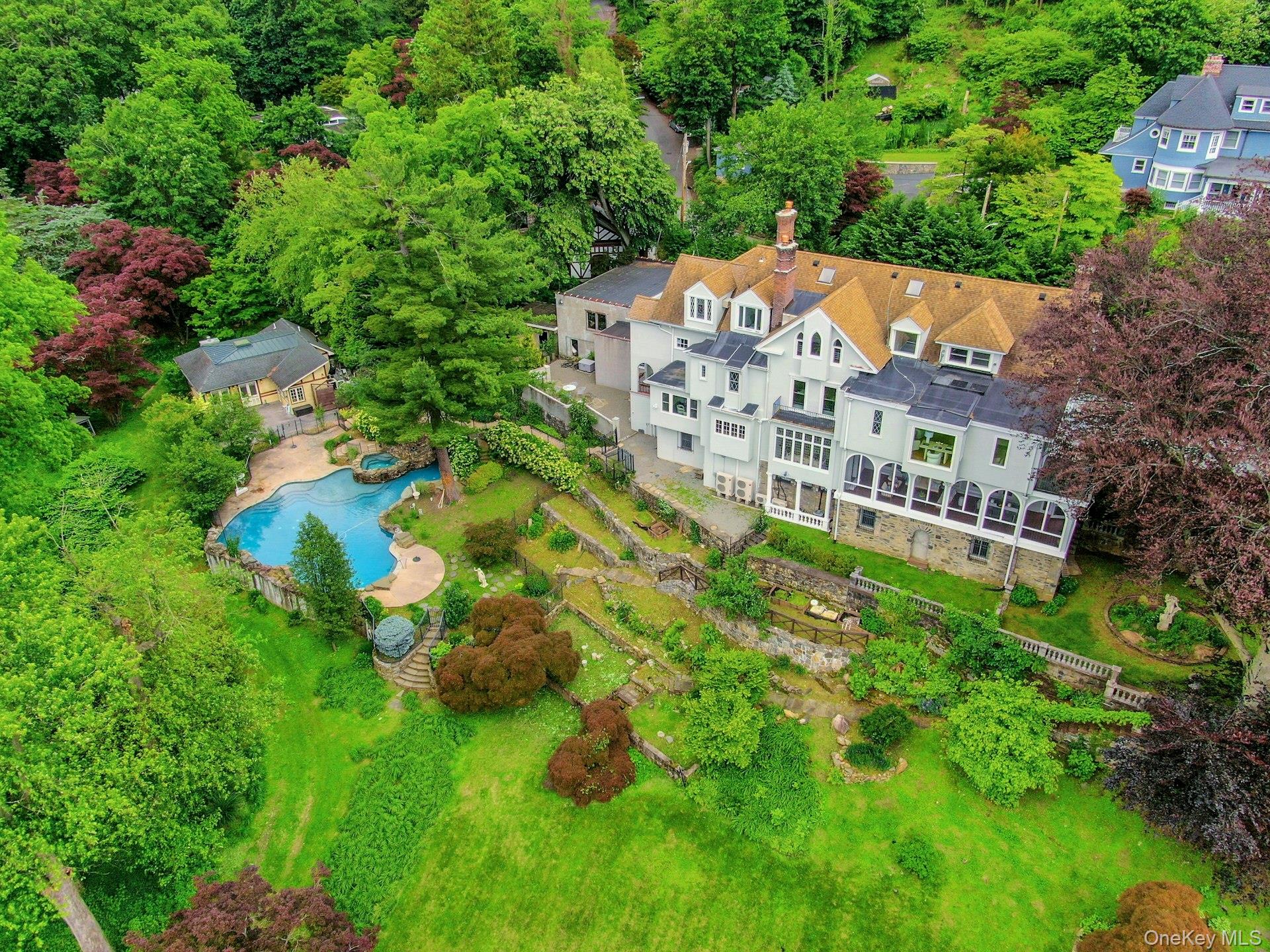 Aerial view of Whitehall Estate & gardens