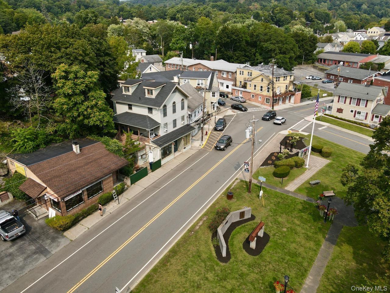 Aerial perspective of suburban area