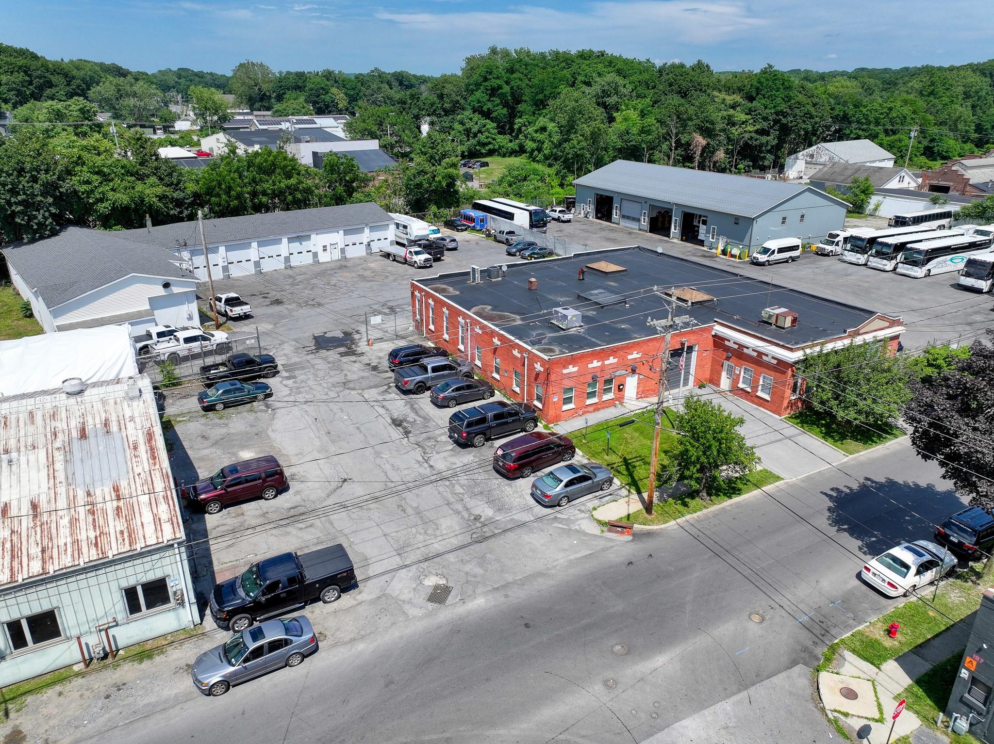 Aerial view of a heavily wooded area