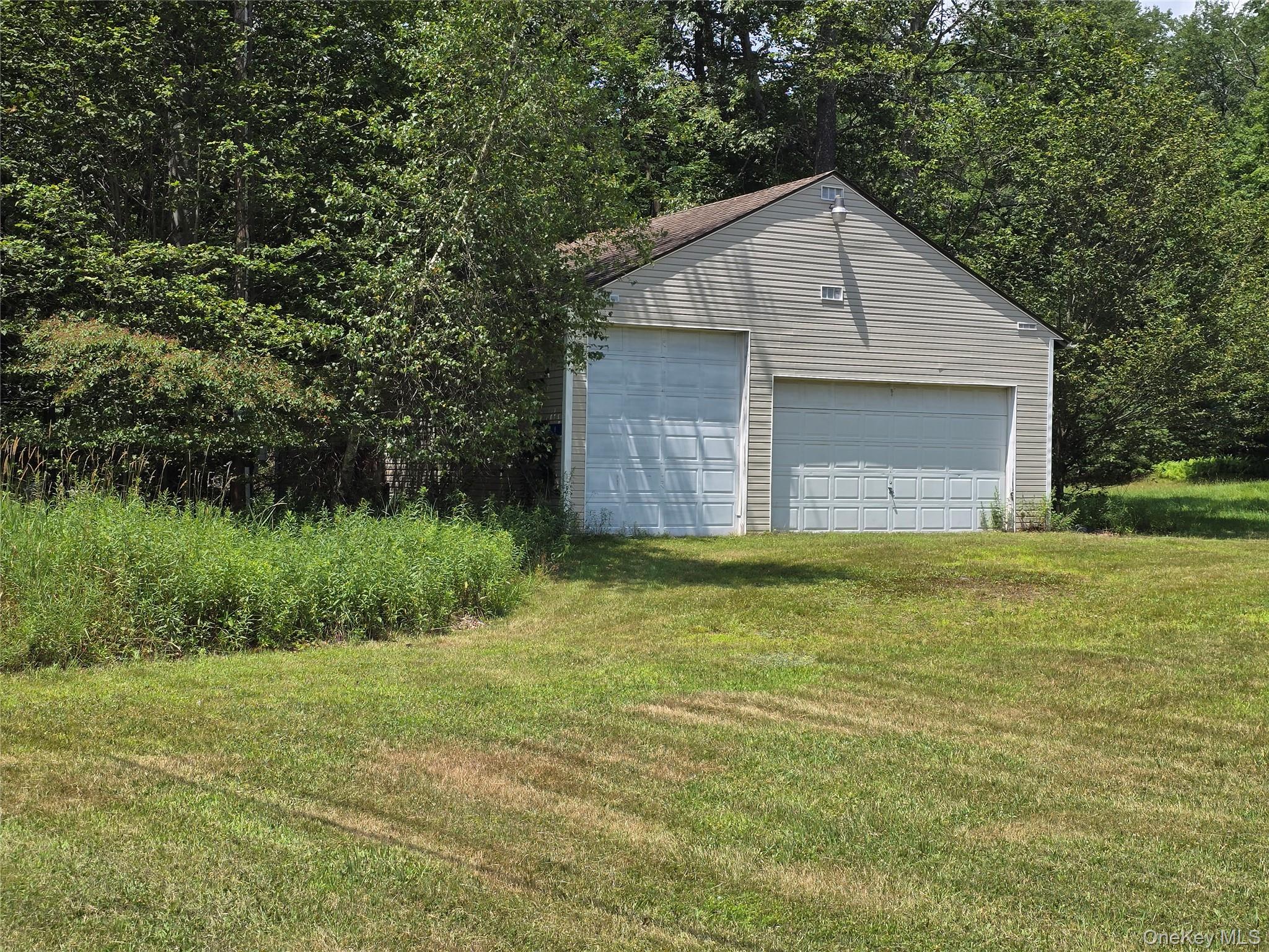 View of detached garage