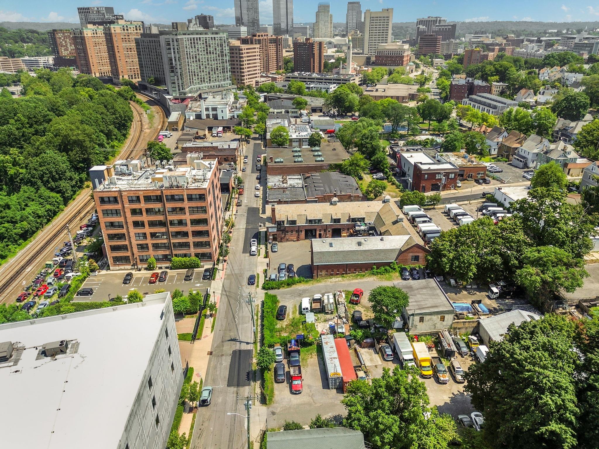 Aerial view of city skyline