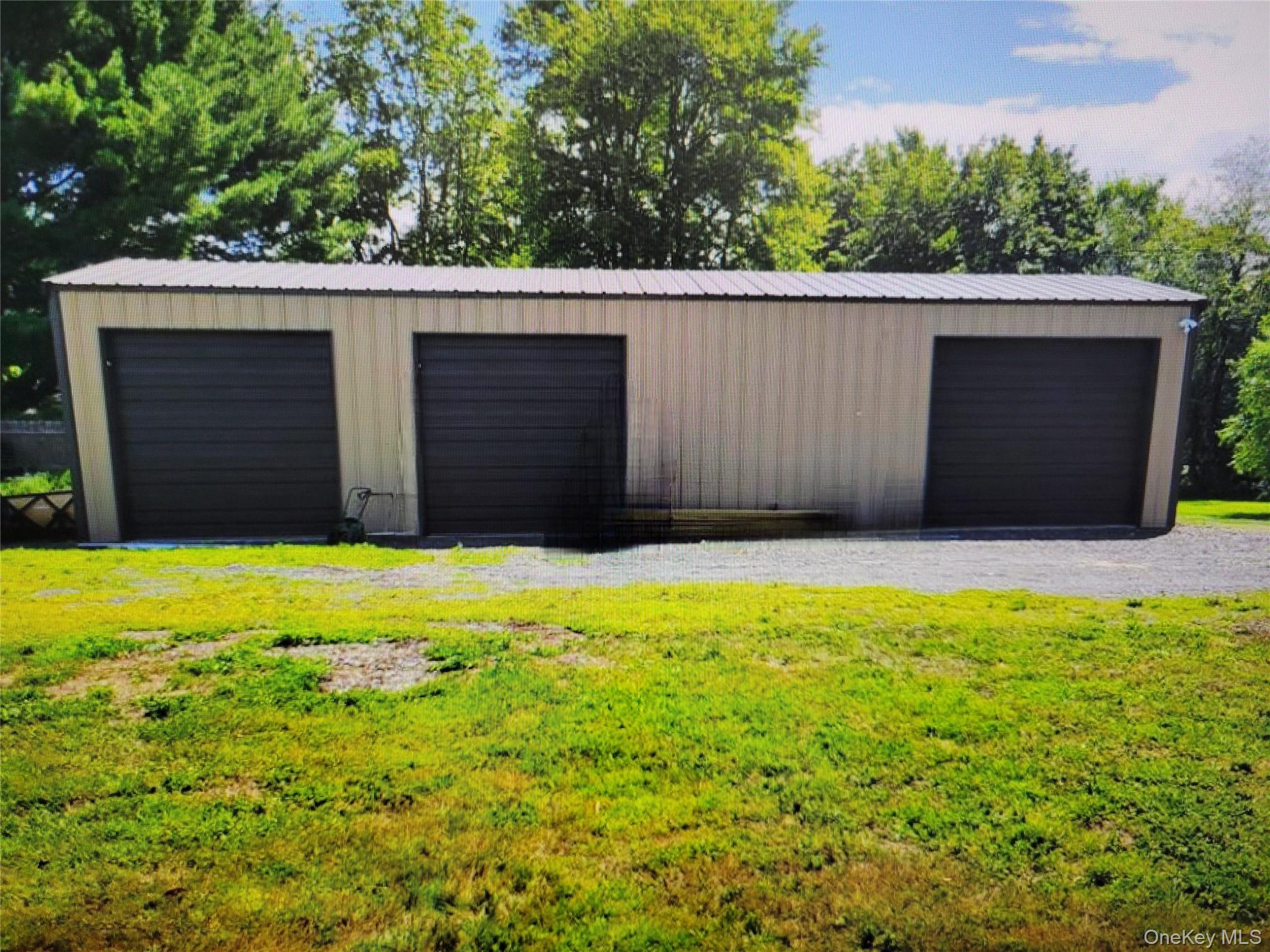 View of detached garage