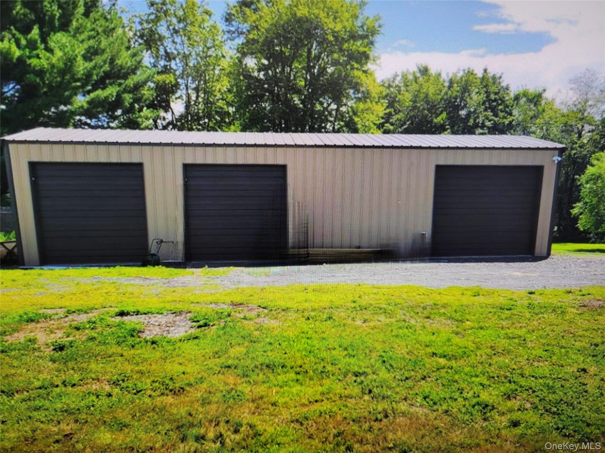 View of detached garage