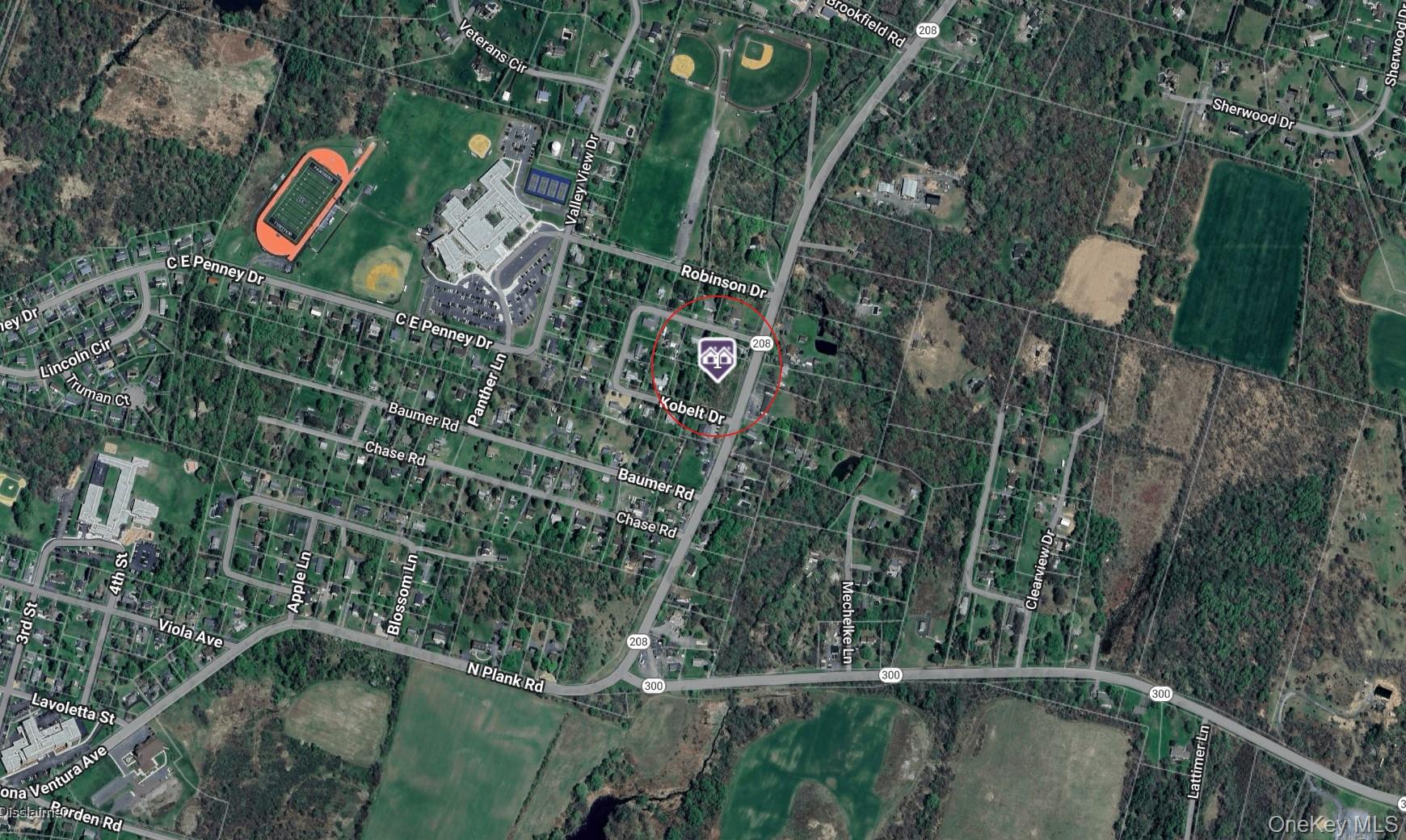 Aerial map of property and surrounding area