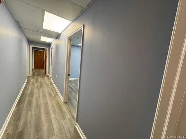 Hallway featuring rooms left and right...