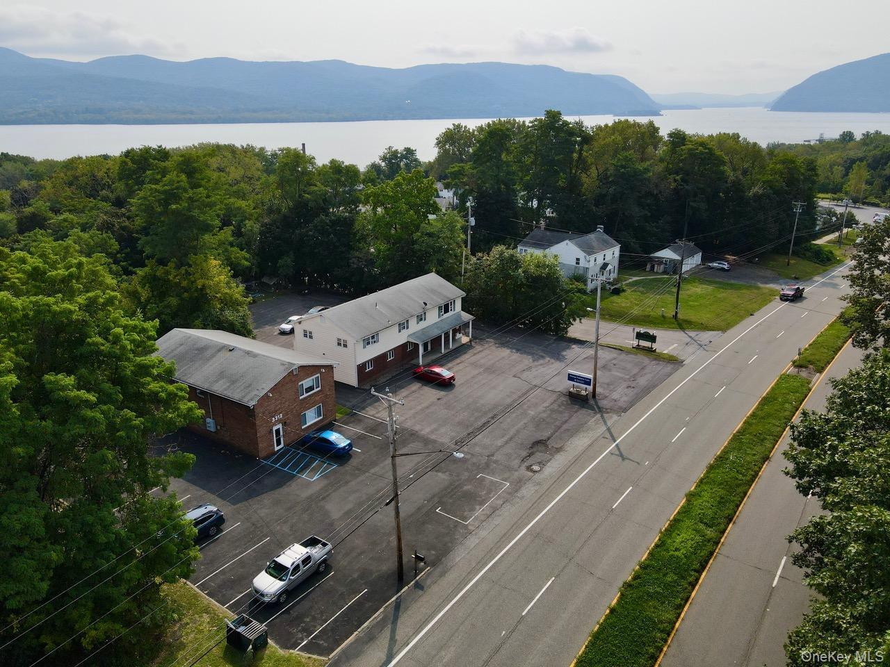 Aerial view of the Hudson River, mountain and US 9W view...
