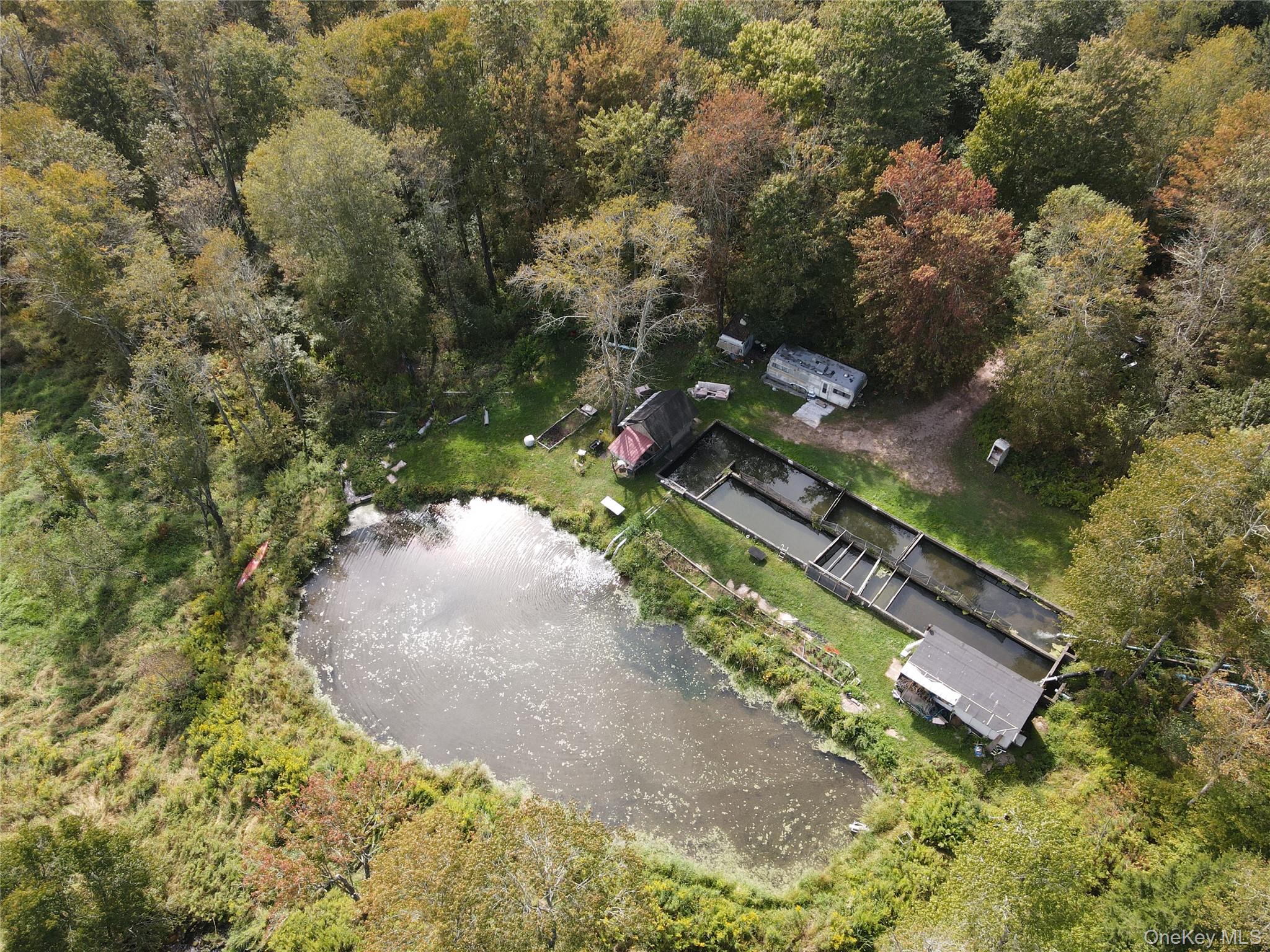 Drone / aerial view of a nearby body of water