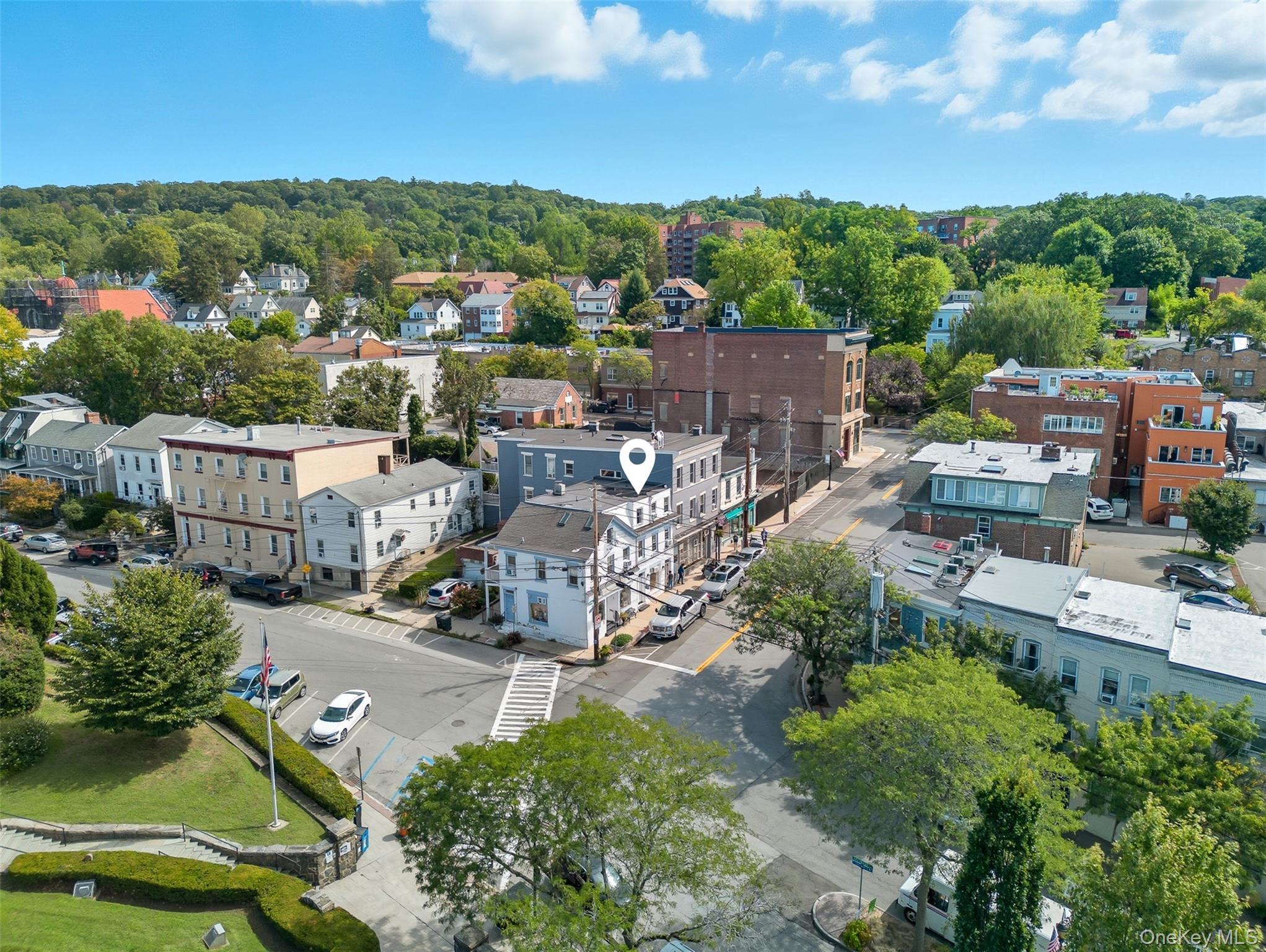 Aerial perspective of suburban area