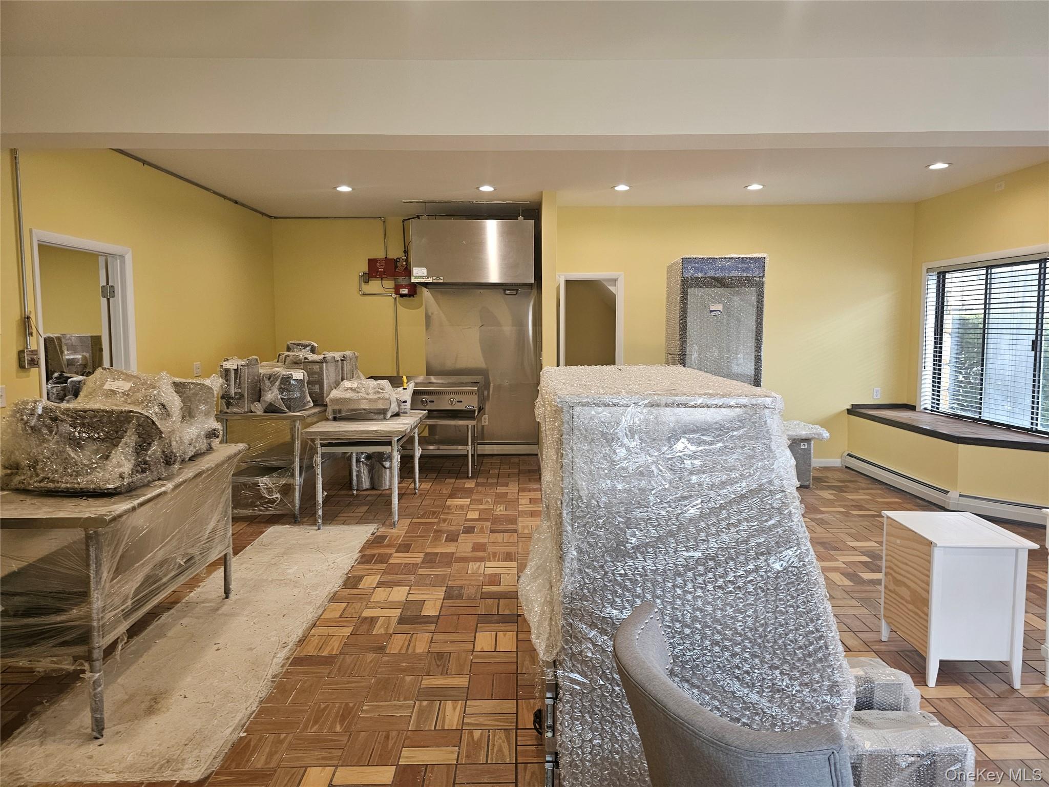 Reception with recessed lighting