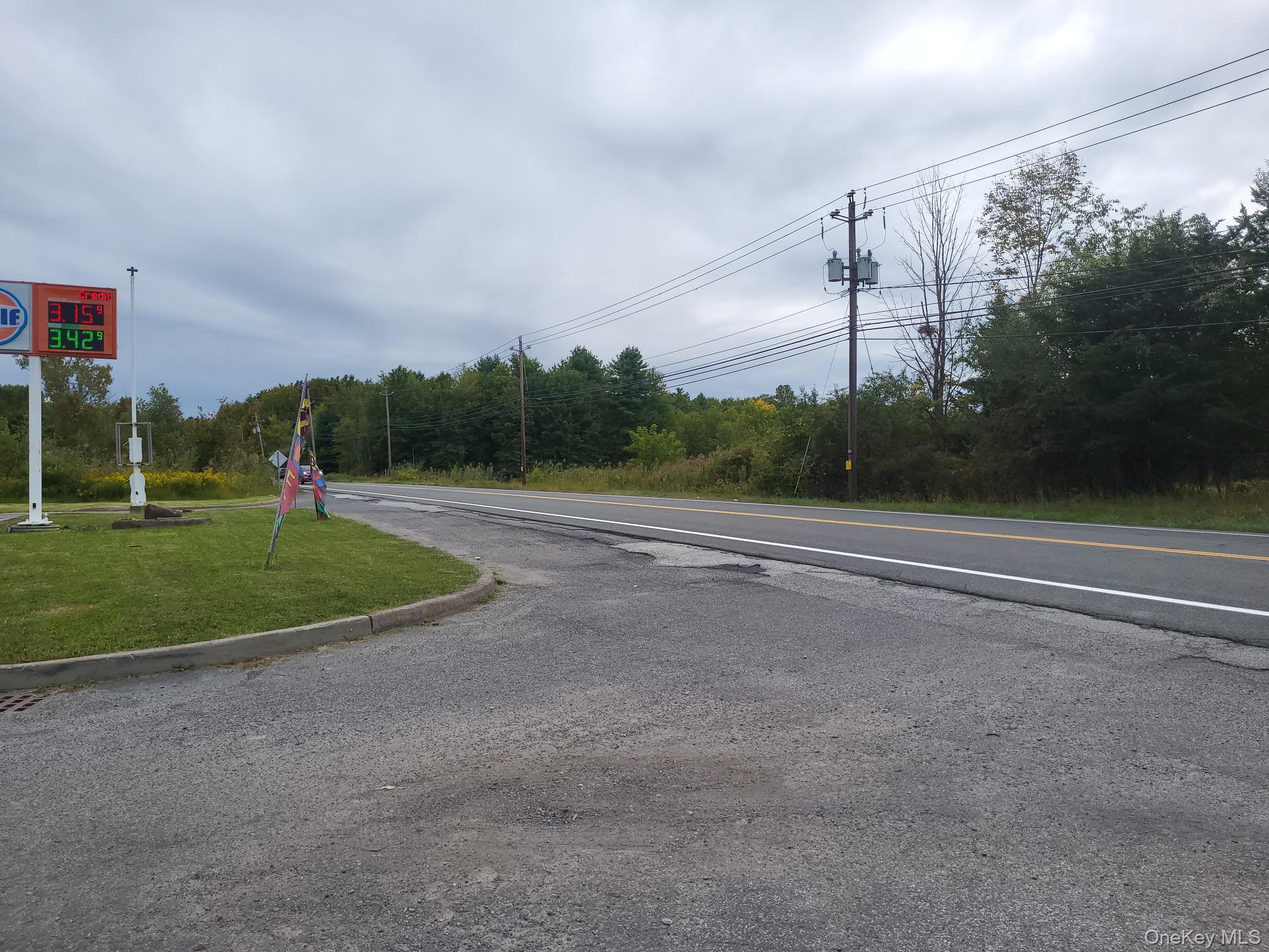 View of asphalt road with a wooded view