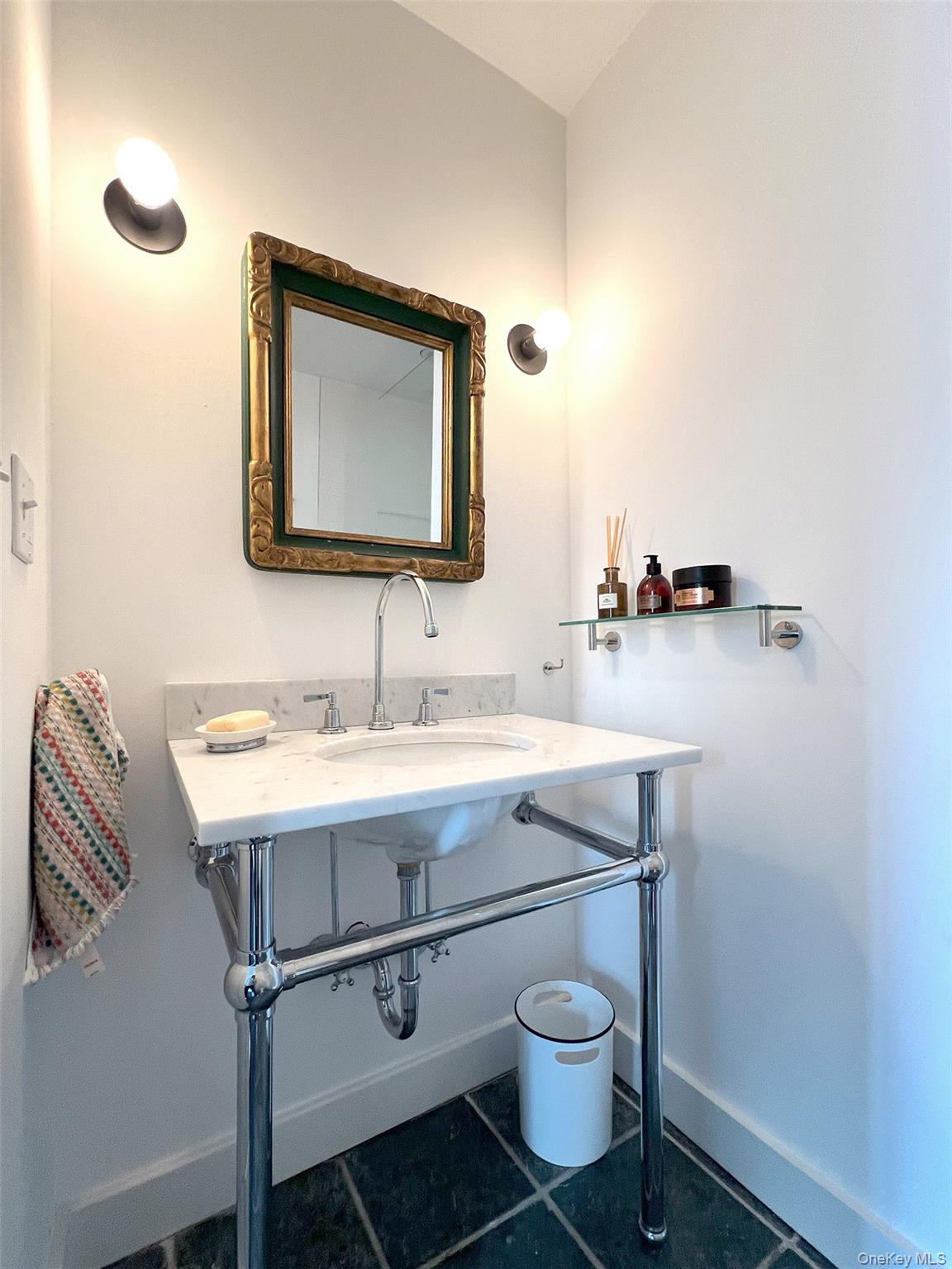 Bathroom with a console sink