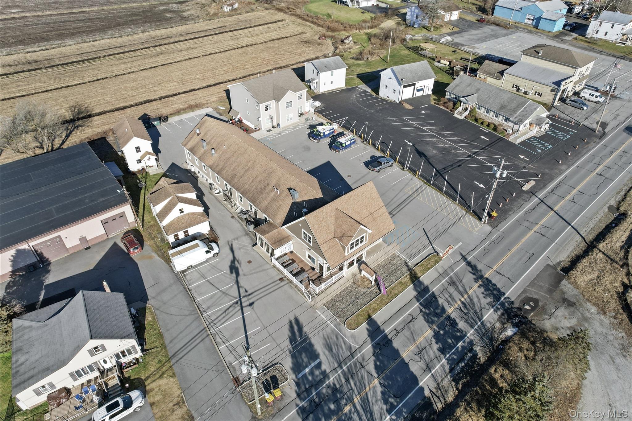 Aerial perspective of suburban area