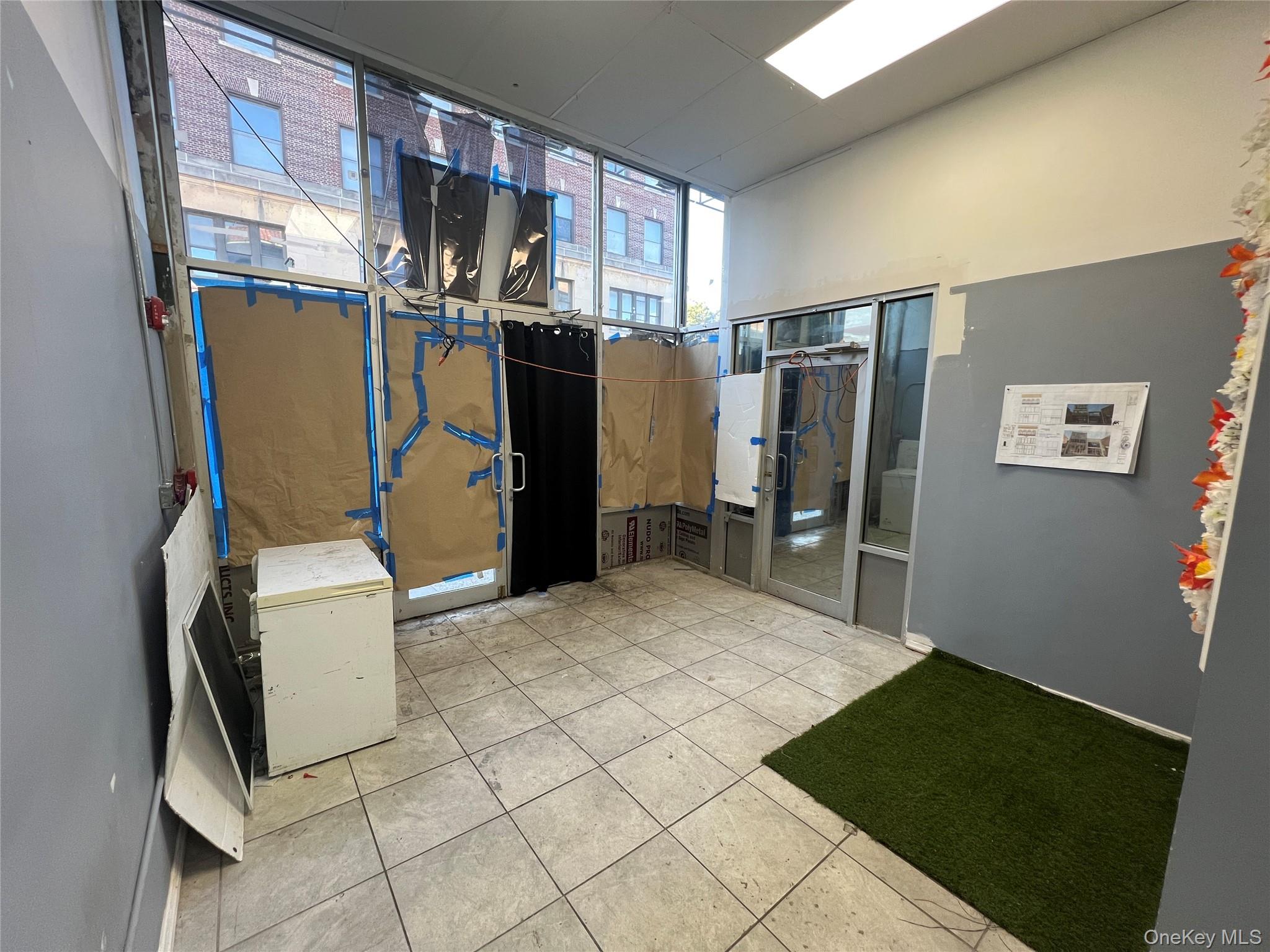 Entrance lobby looking at front of building
