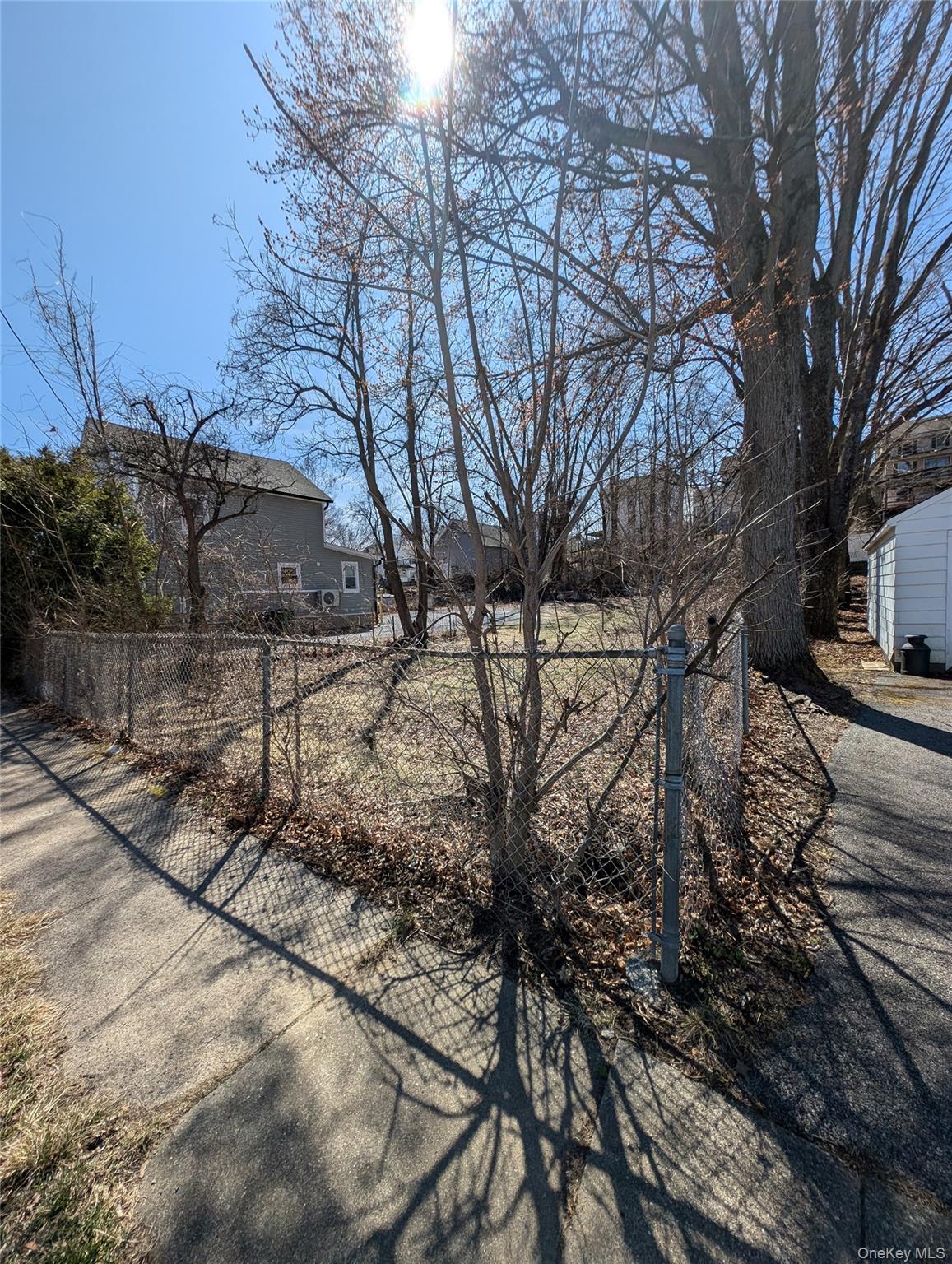 View of fenced front yard