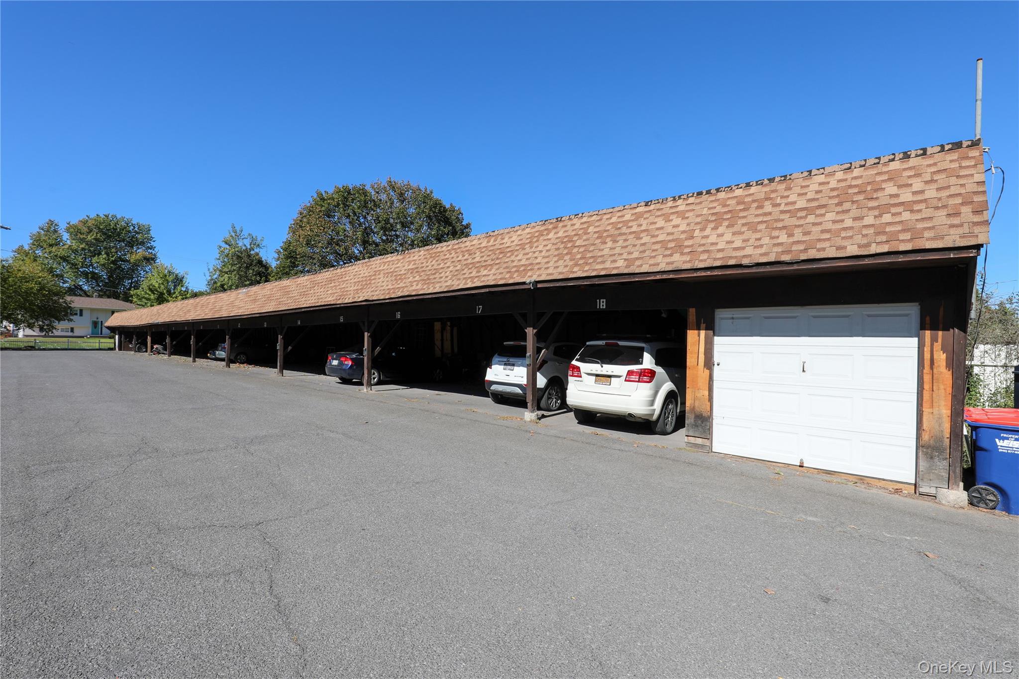 View of covered parking lot