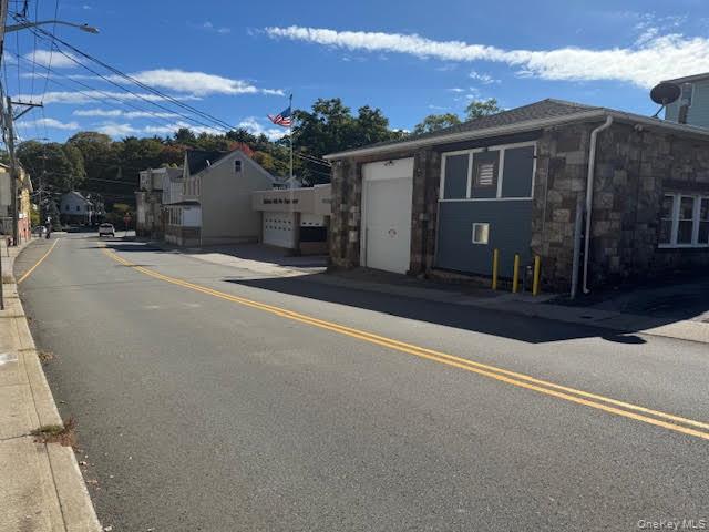 View of the overhead door of the front of the commercial unit.
