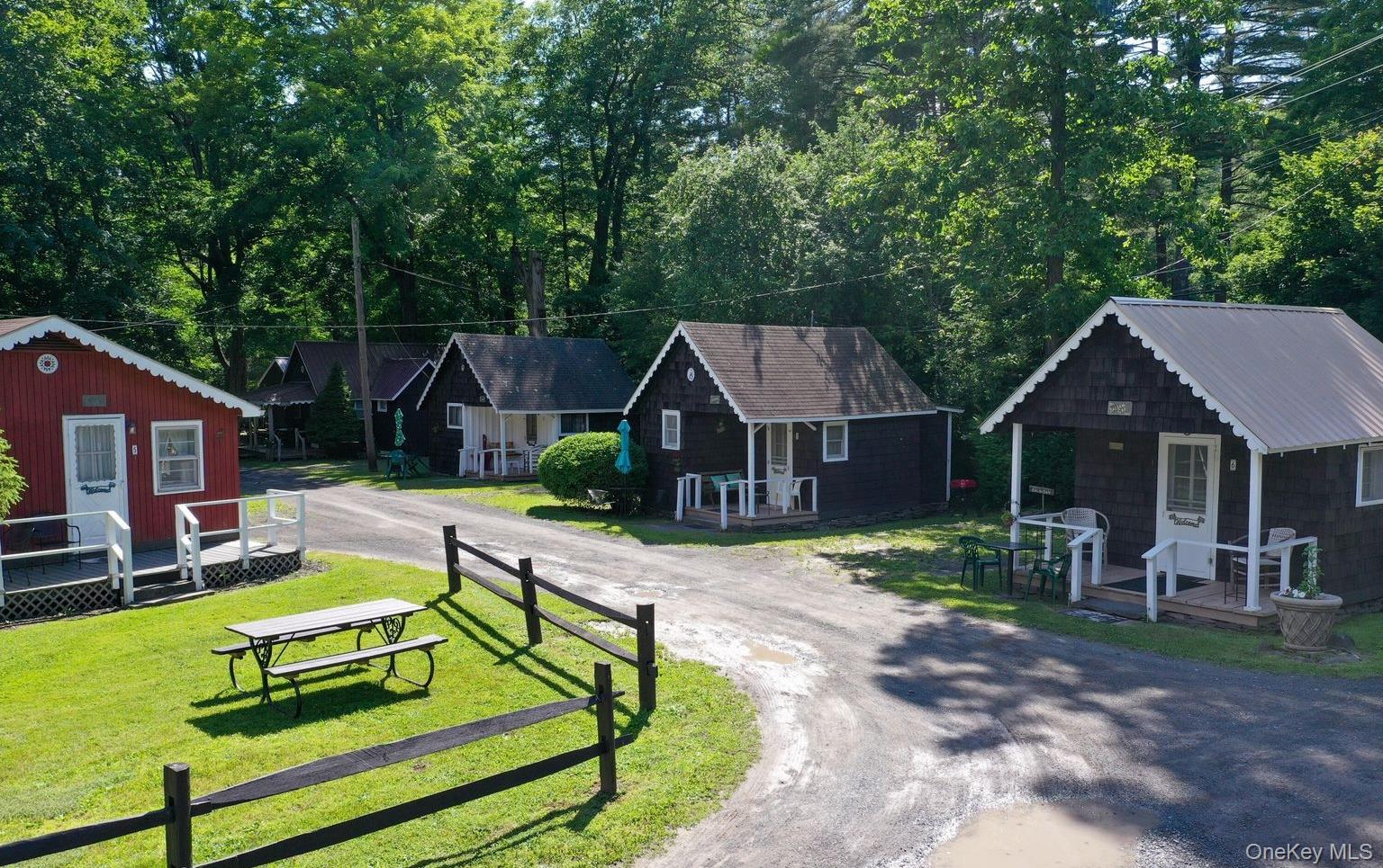 Surrounding community with driveway, a yard, and view of wooded area