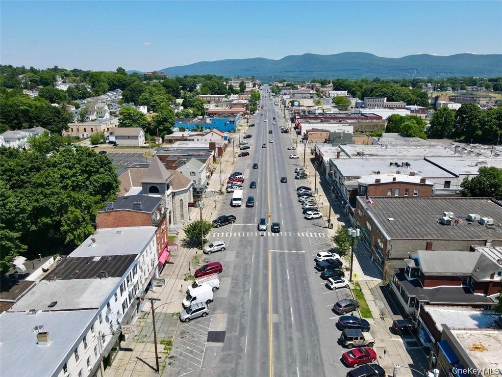 Aerial view of a mountain backdrop