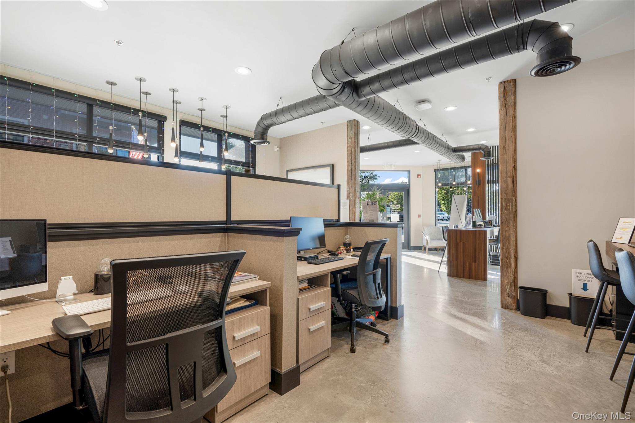 Office featuring recessed lighting