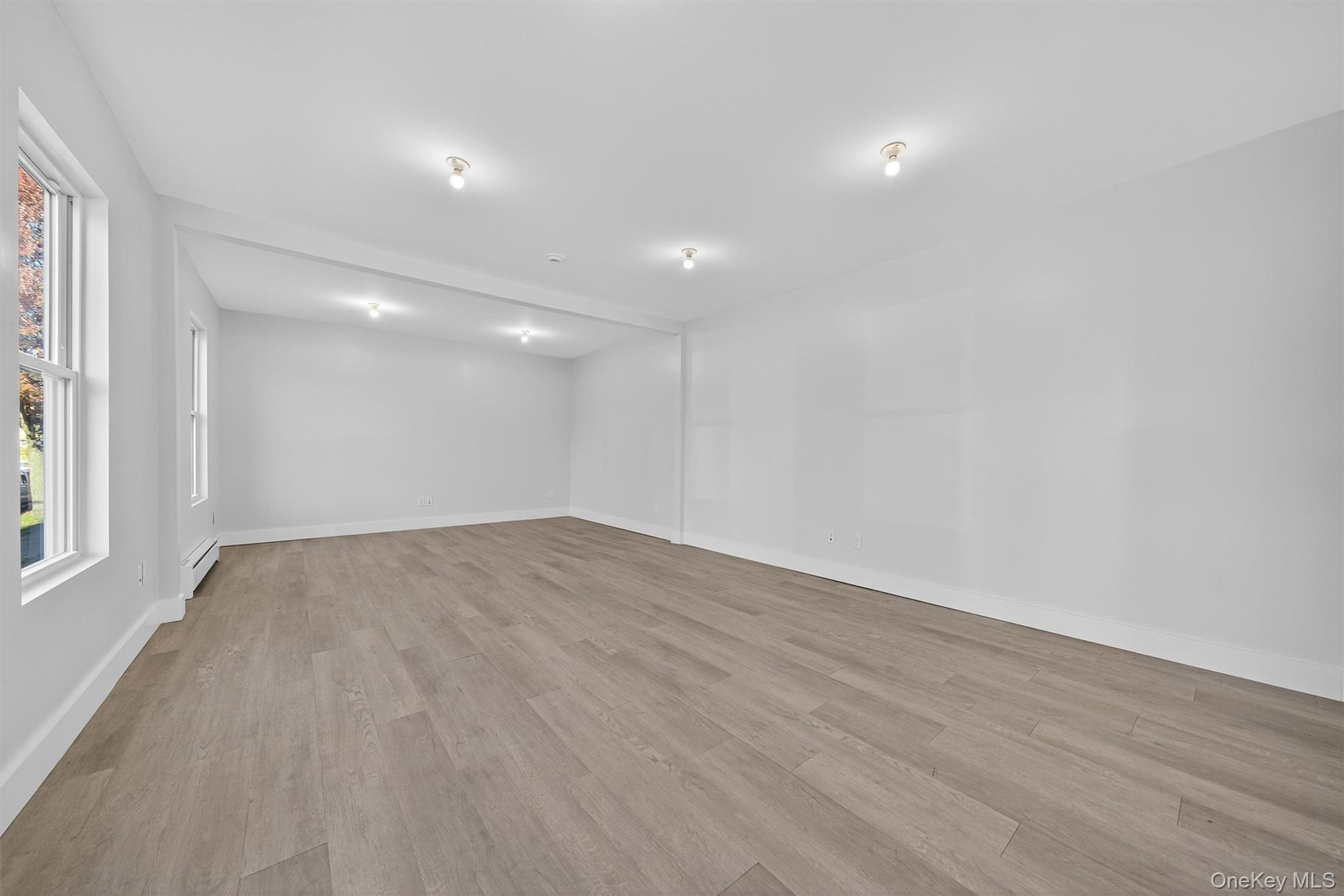 Spare room with light wood-style flooring and baseboard heating