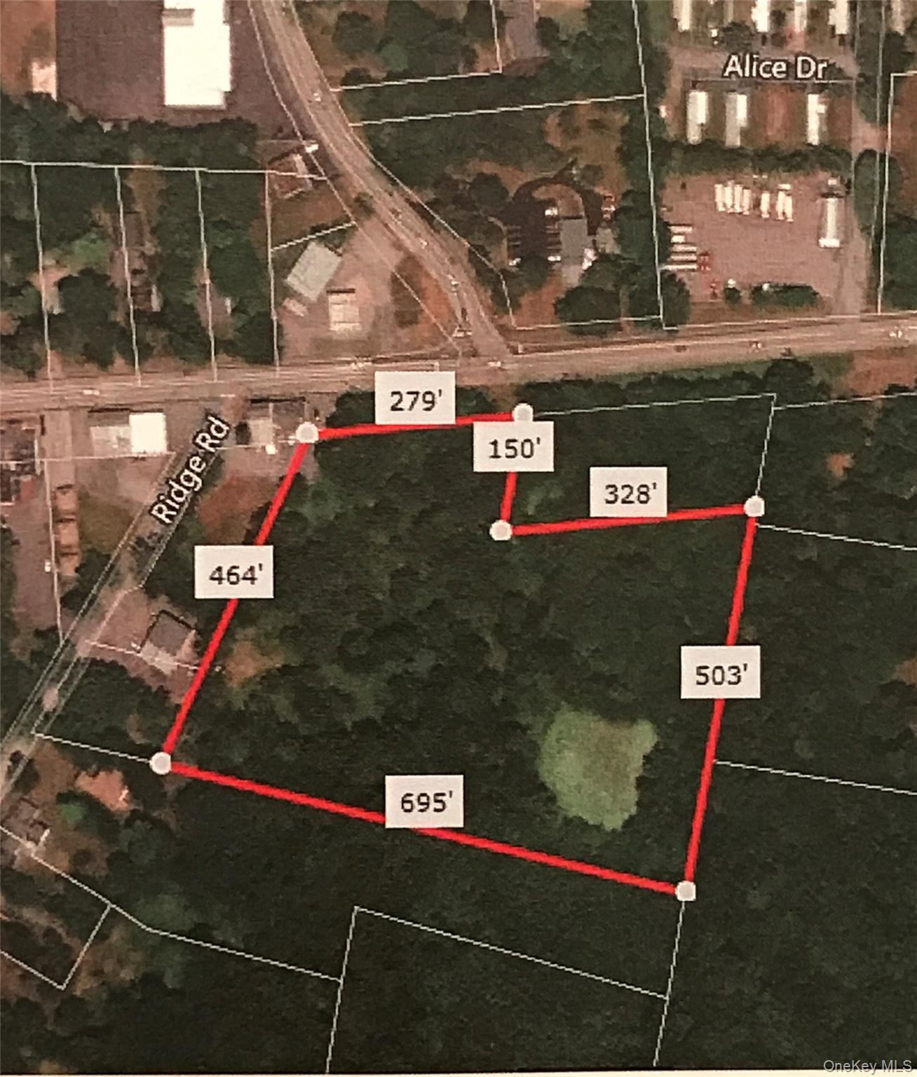 Aerial view of property's location with property boundaries highlighted