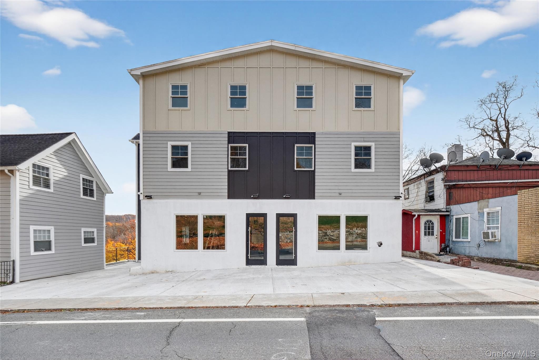 Back of house with board and batten siding