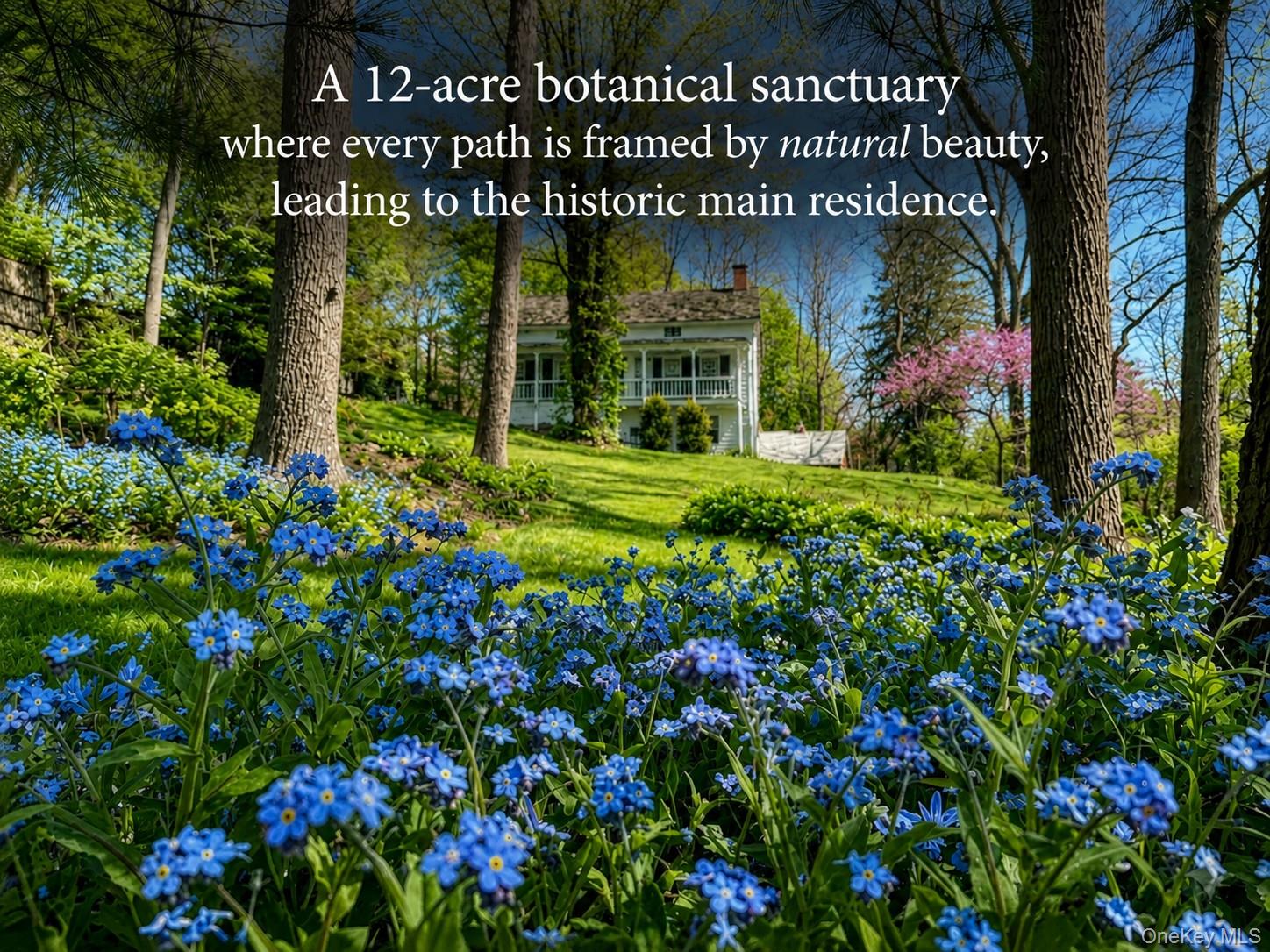 A 12-acre botanical sanctuary where every path is framed by natural beauty, leading to the historic main residence.
