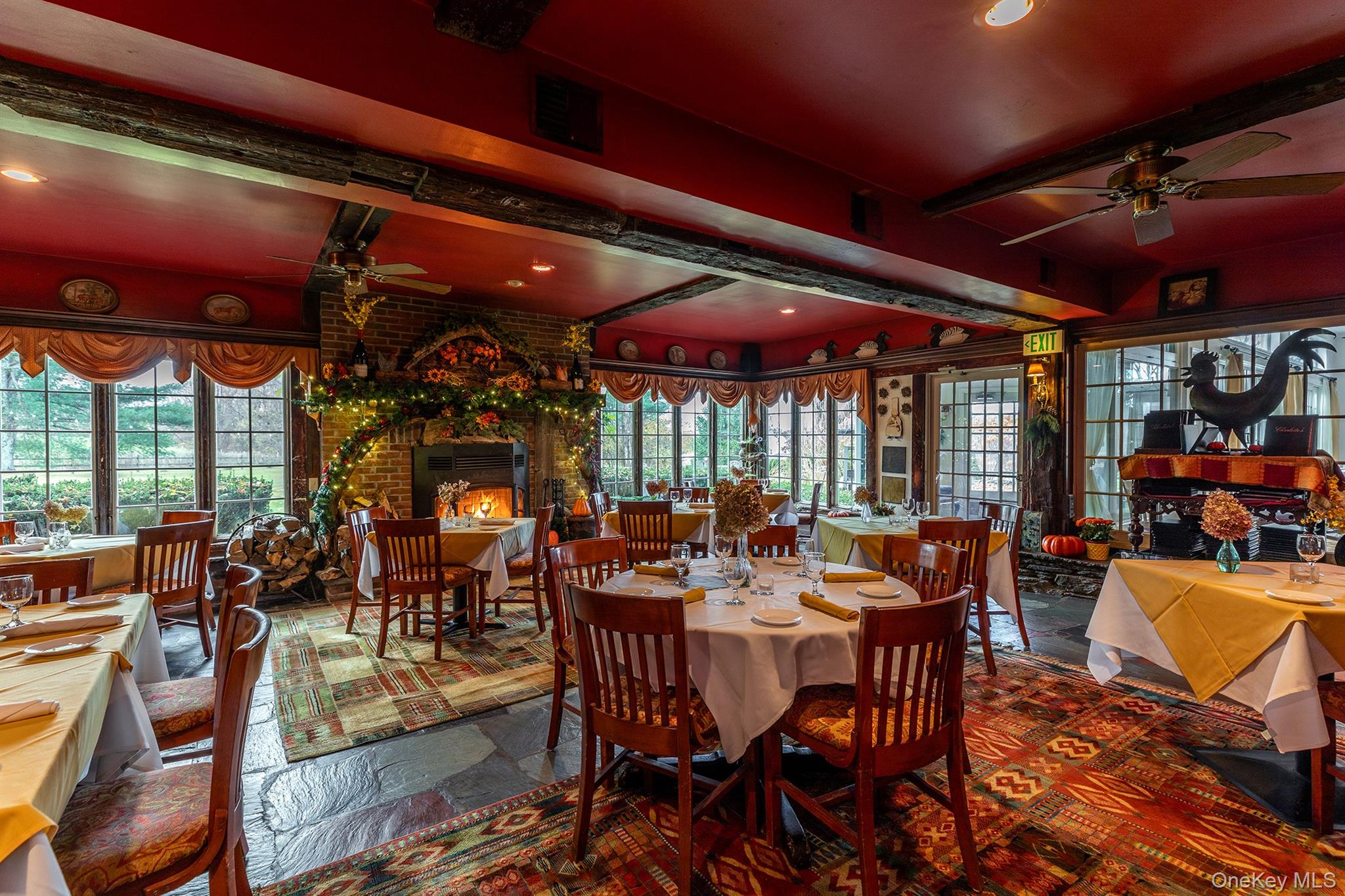 Dining room with fireplace